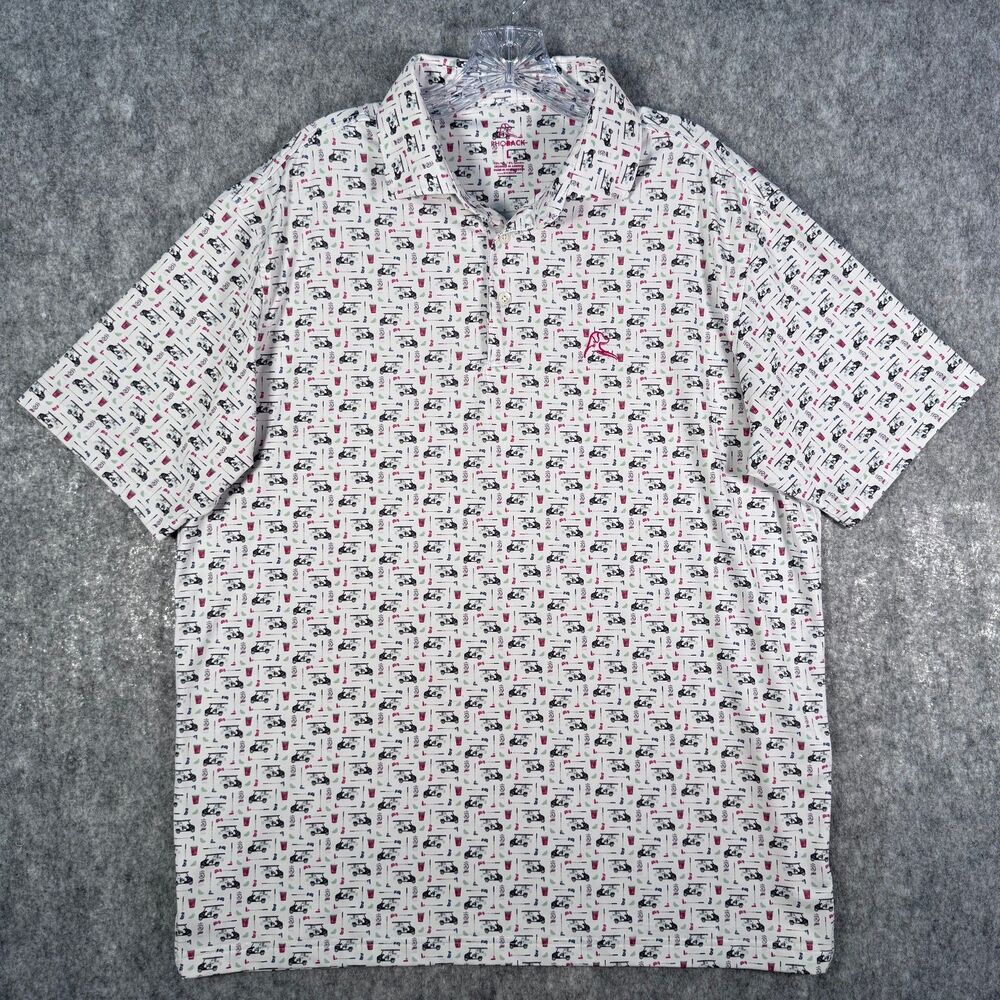 Rhoback Golf Polo Shirt Mens White Large Bev Cart Performance Casual Office - Picture 4 of 12